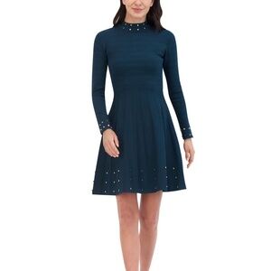 NEW Vince Camuto Women's Embellished Mock Neck Dress